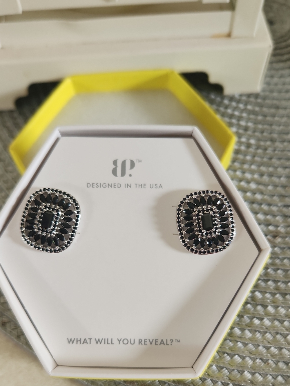 bp Rare Unicorn Stud Earrings, Black Onyx Cubic Zirconia Rhodium Plating